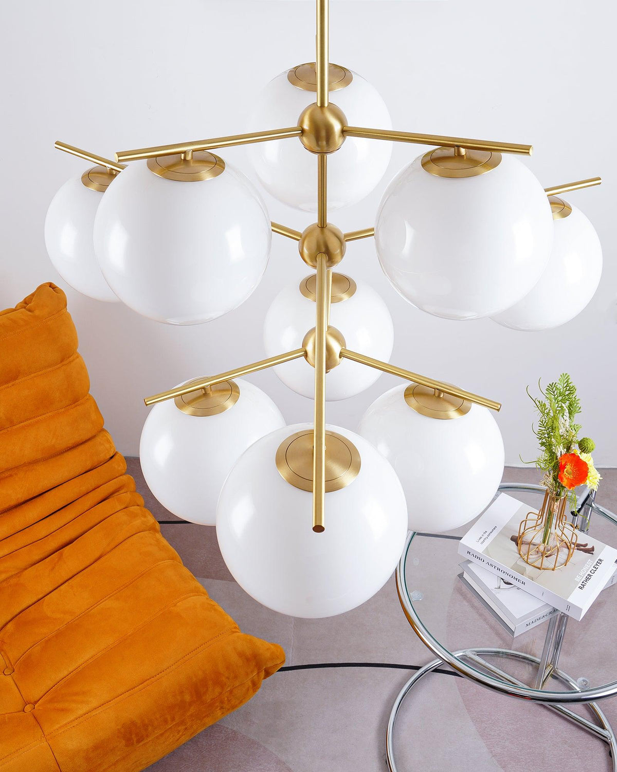 Casoella lampadario sfera & Stelo moderno Finitura Oro LED