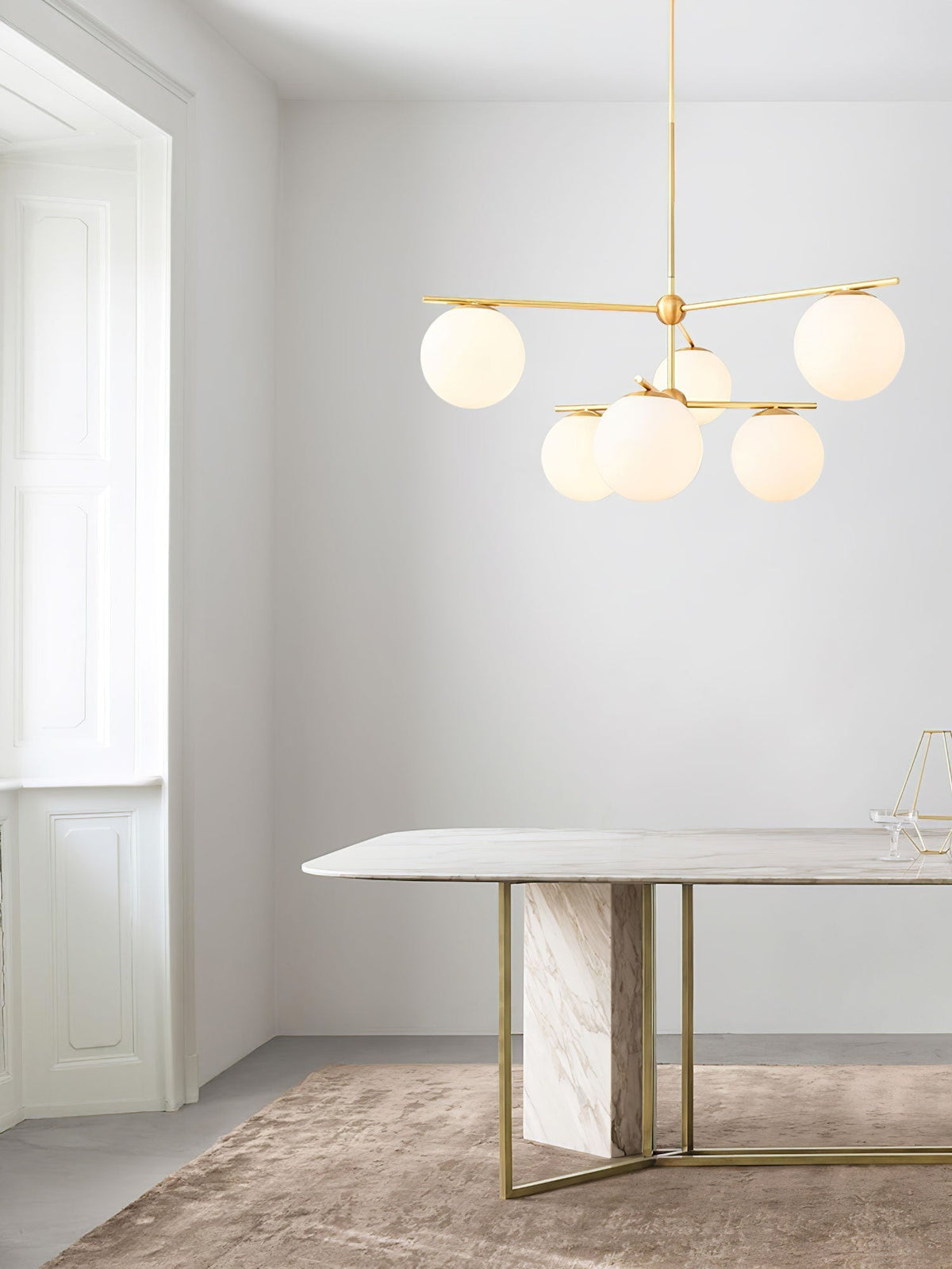 Casoella lampadario sfera & Stelo moderno Finitura Oro LED