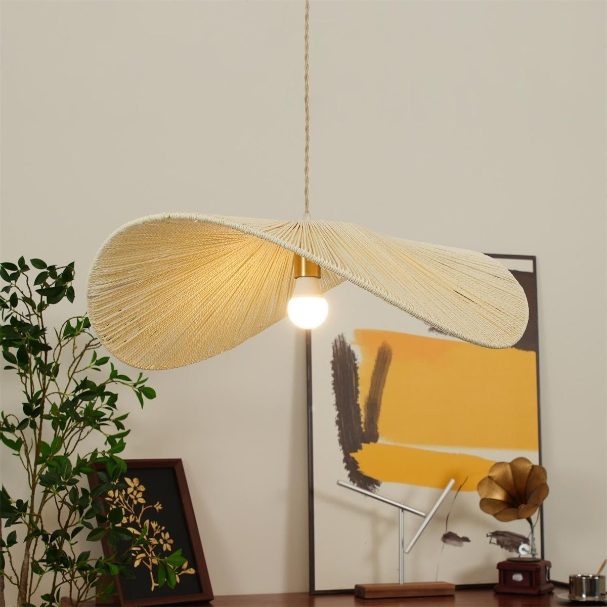 Canoeria lampada a sospensione in rattan intrecciato a mano naturale