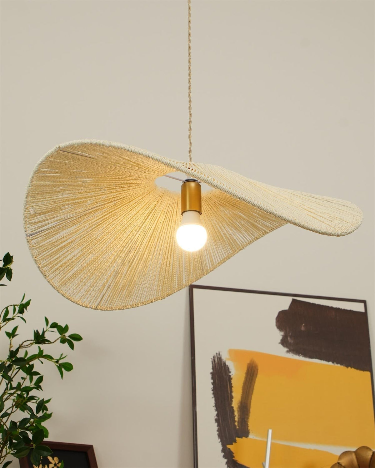 Canoeria lampada a sospensione in rattan intrecciato a mano naturale