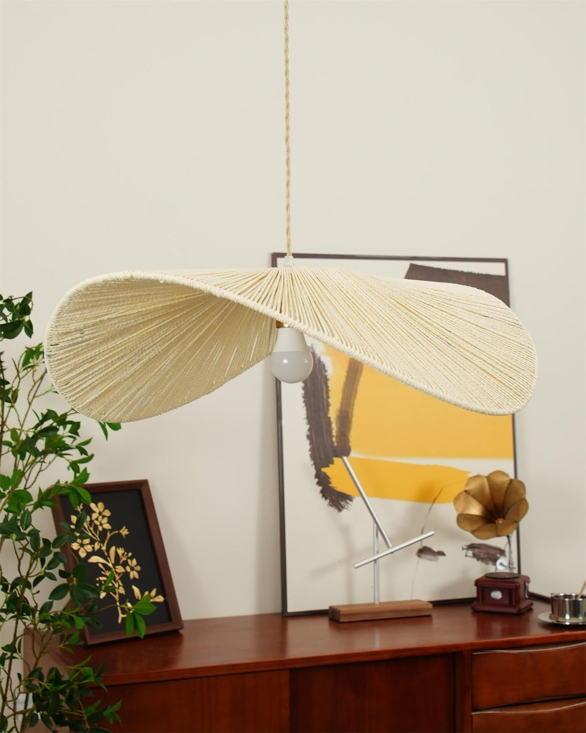 Canoeria lampada a sospensione in rattan intrecciato a mano naturale
