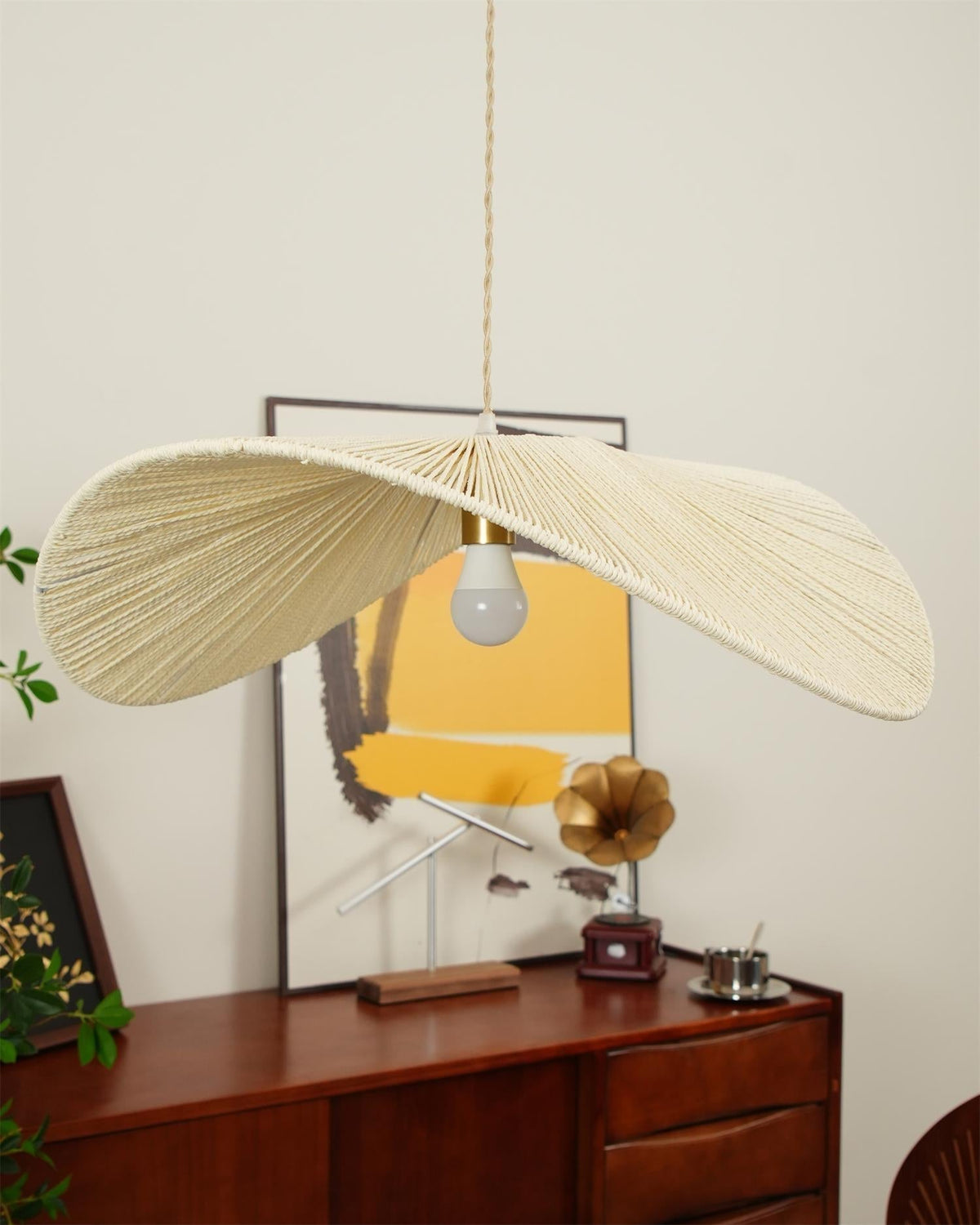 Canoeria lampada a sospensione in rattan intrecciato a mano naturale