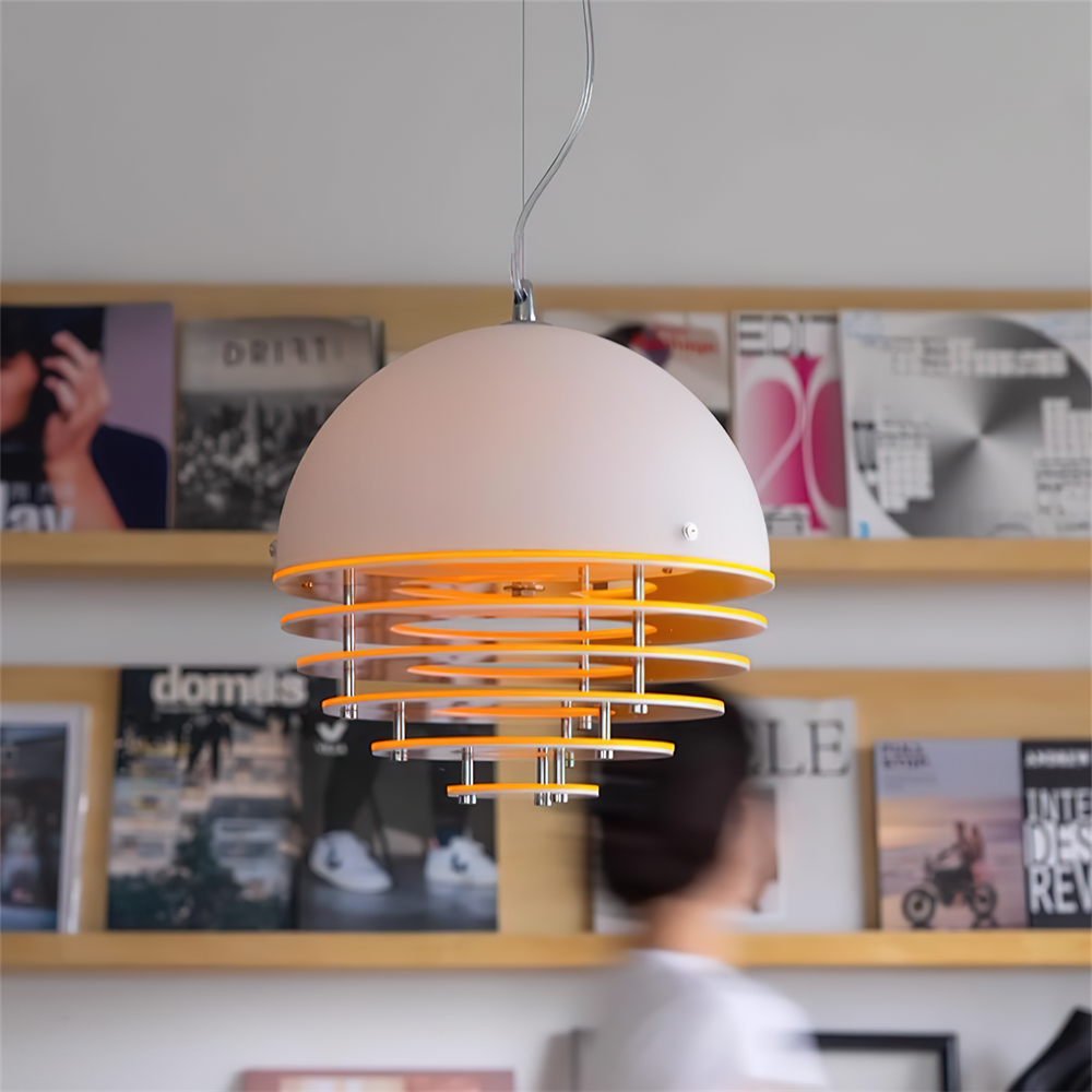 Lampada a sospensione moderna con paralume stratificato e luce morbida per sala da pranzo