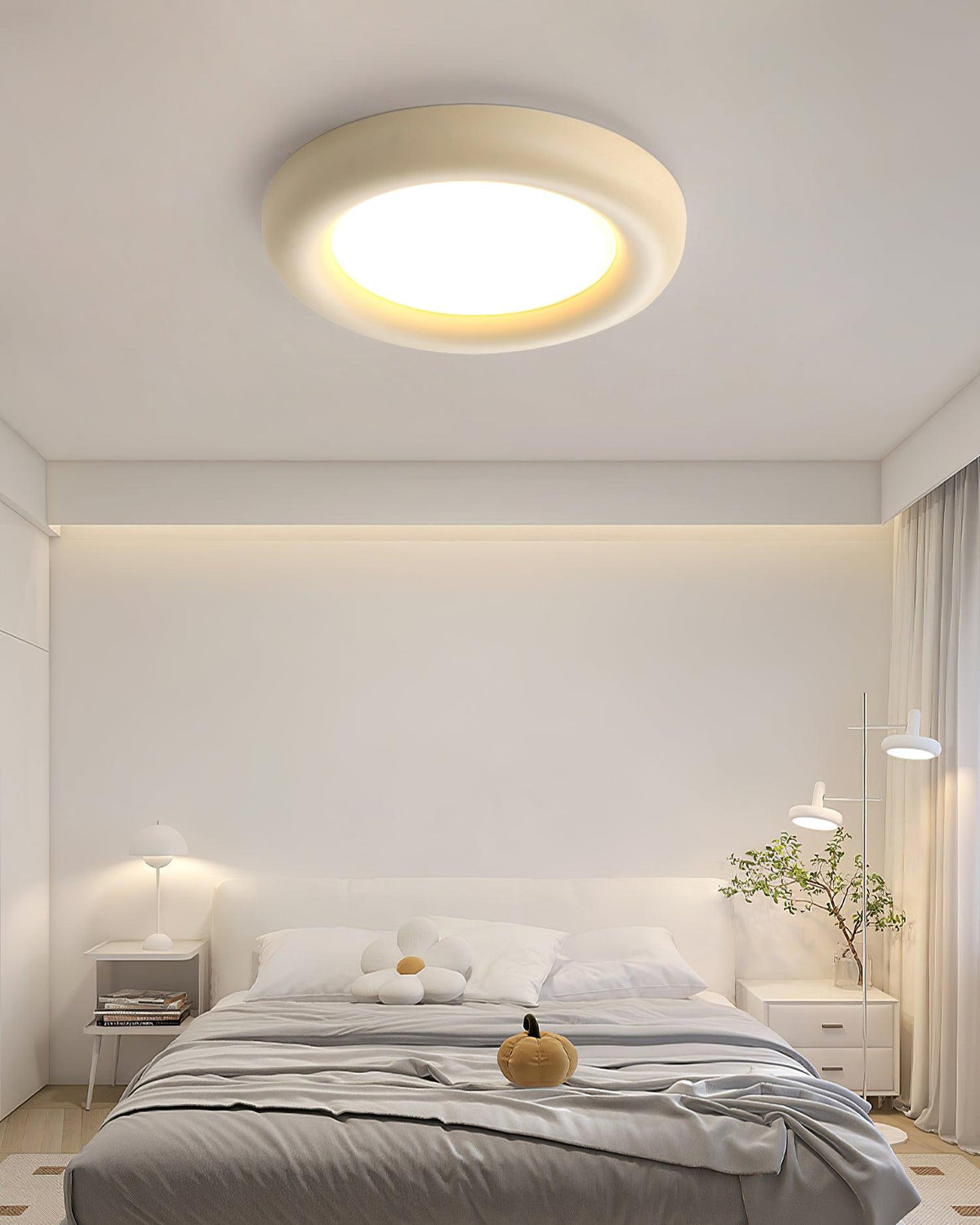 Lampada da soffitto beige plafoniera con rosone minimalista