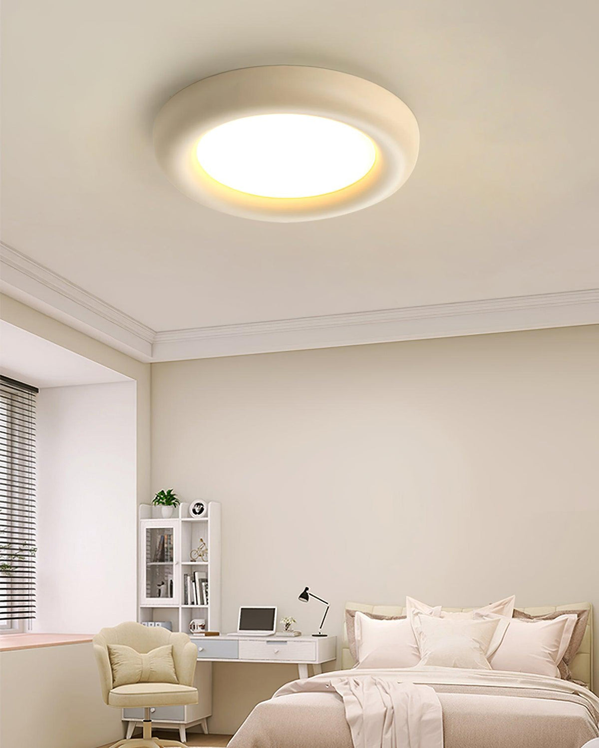 Lampada da soffitto beige plafoniera con rosone minimalista