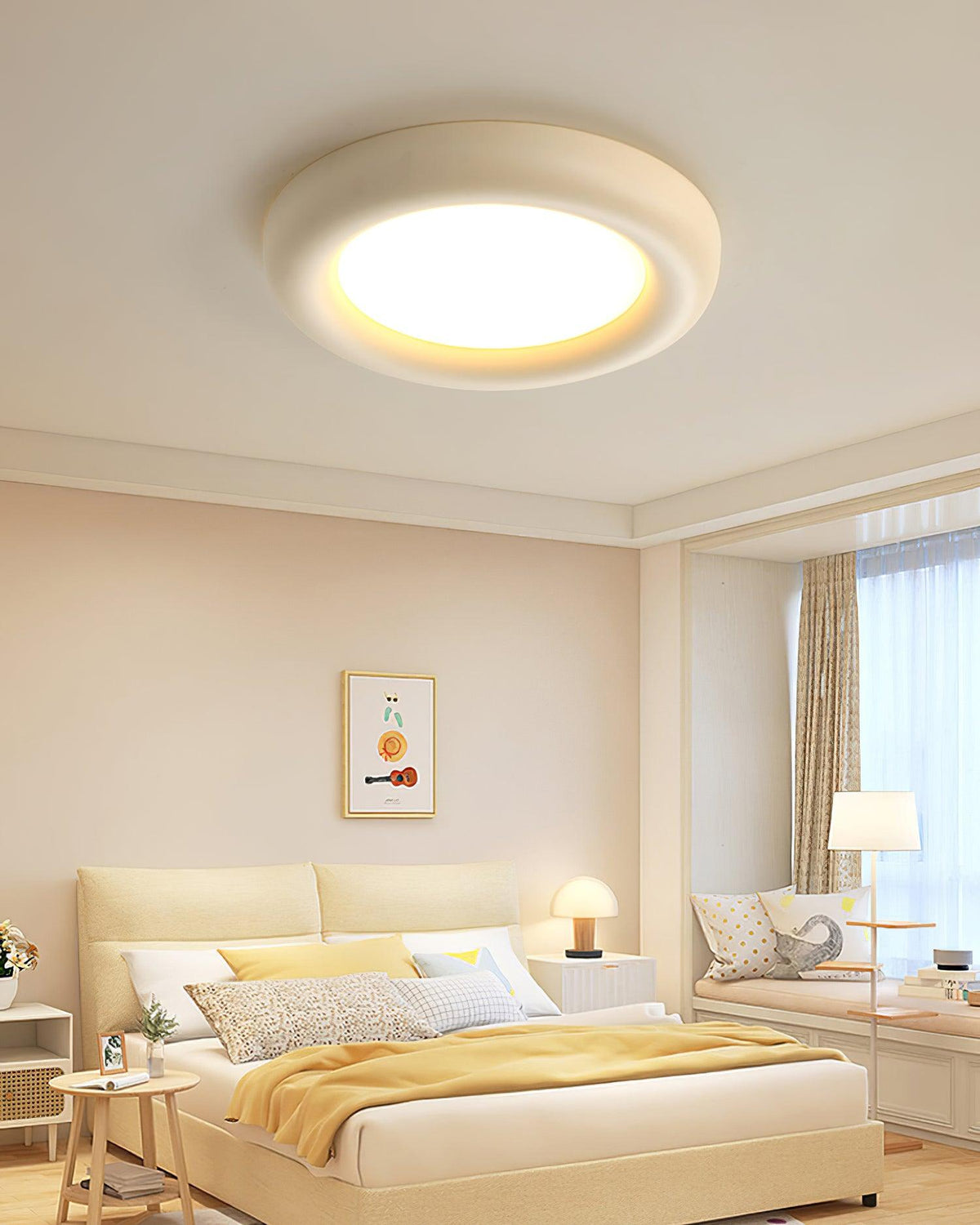 Lampada da soffitto beige plafoniera con rosone minimalista