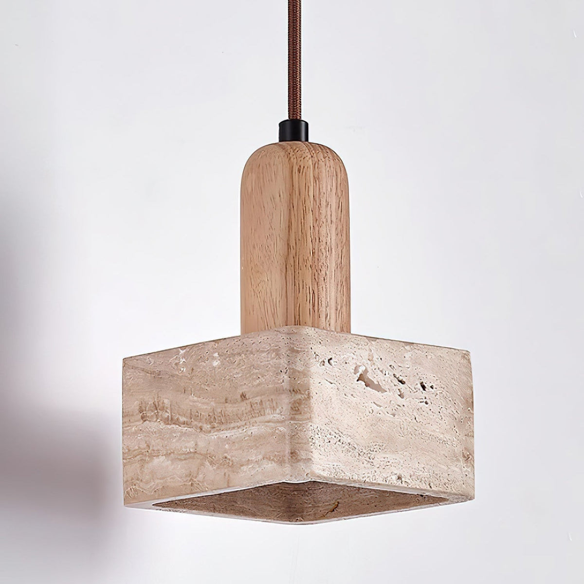 Lava lampada a sospensione in travertino quadrato