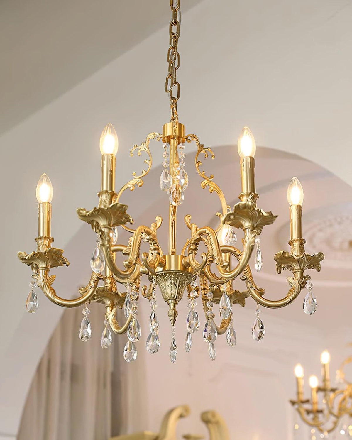 Elvion Lux Lampadario Classico di Lusso in Ottone e Cristallo - Relic Pieces