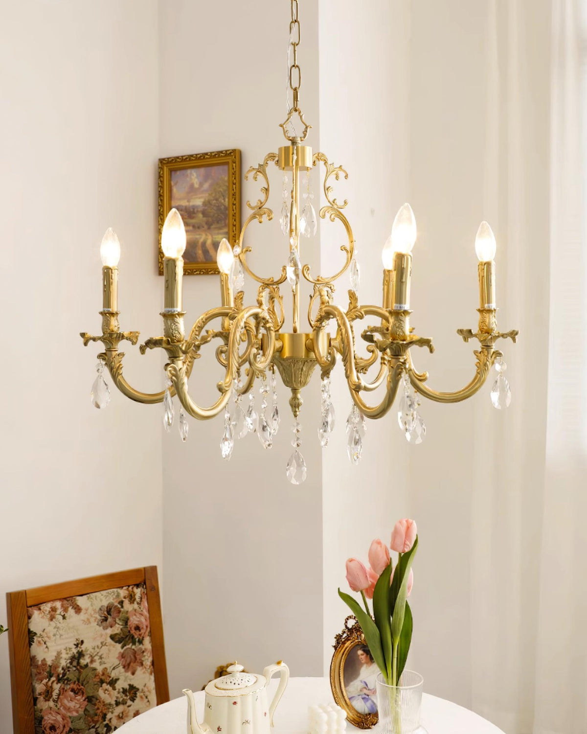 Elvion Lux Lampadario Classico di Lusso in Ottone e Cristallo - Relic Pieces