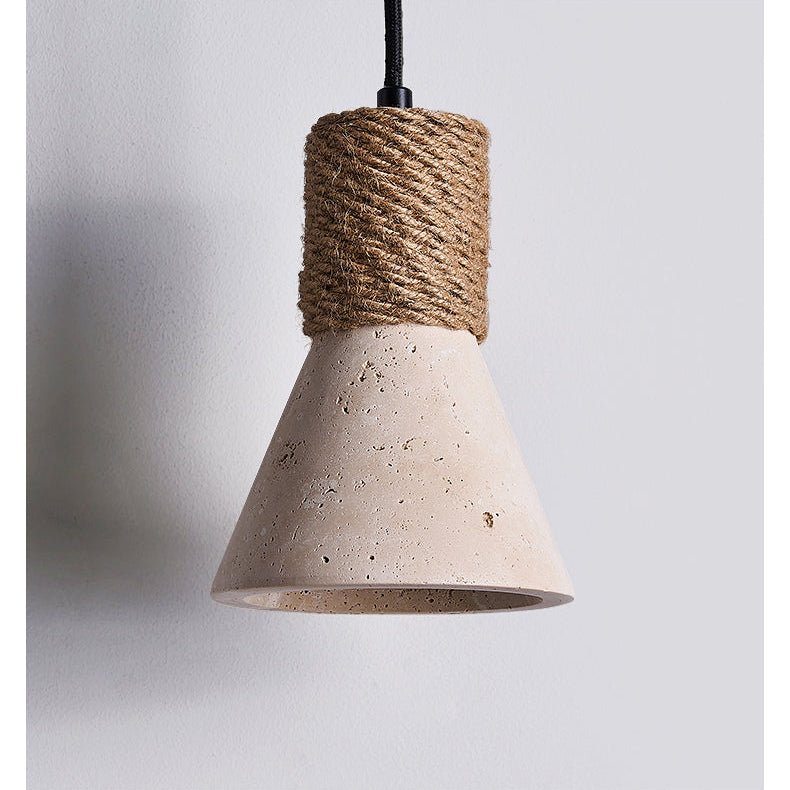 Litz lampada da parete vintage in Giallo con Corda e travertino