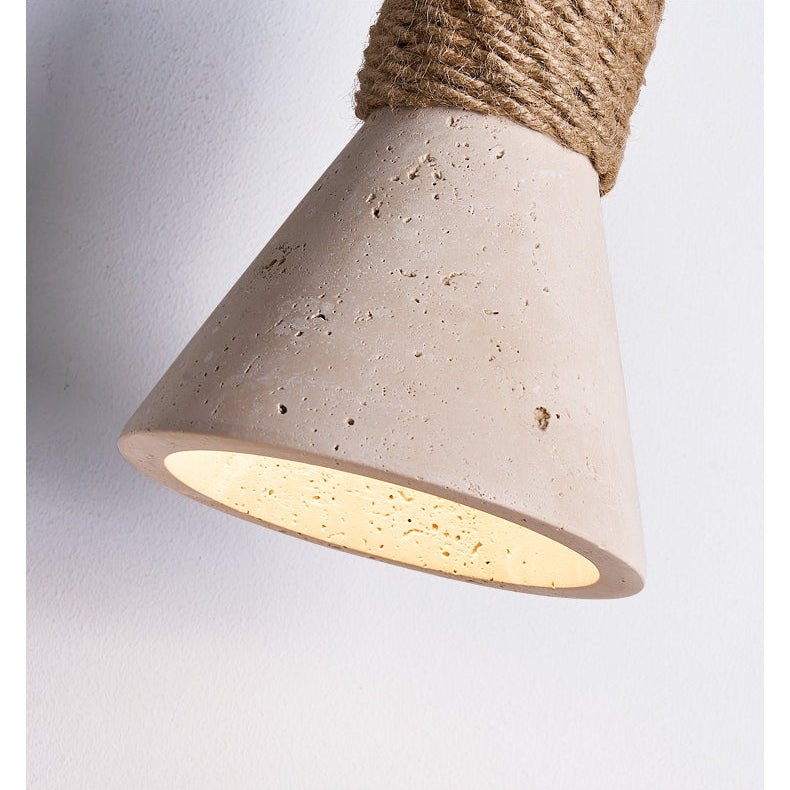 Litz lampada da parete vintage in Giallo con Corda e travertino