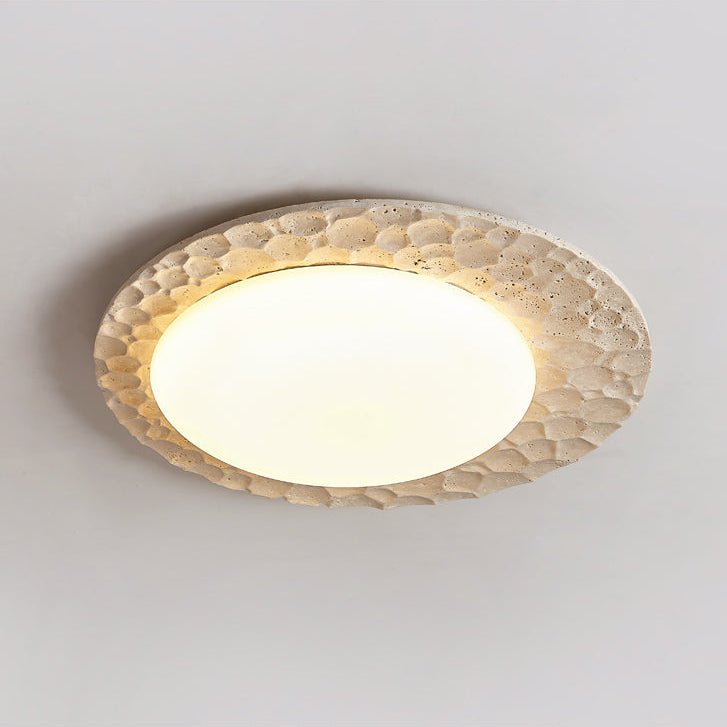 Lampada da soffitto in travertino giallo organico