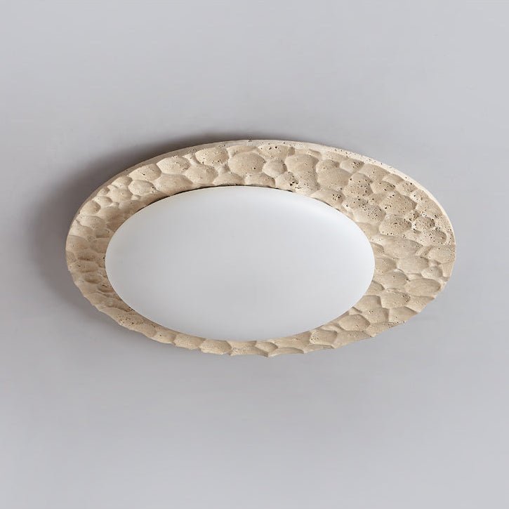Lampada da soffitto in travertino giallo organico
