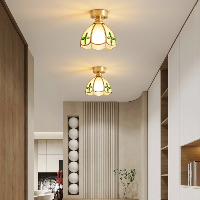 Revely plafoniera vintage floreale in vetro colorato