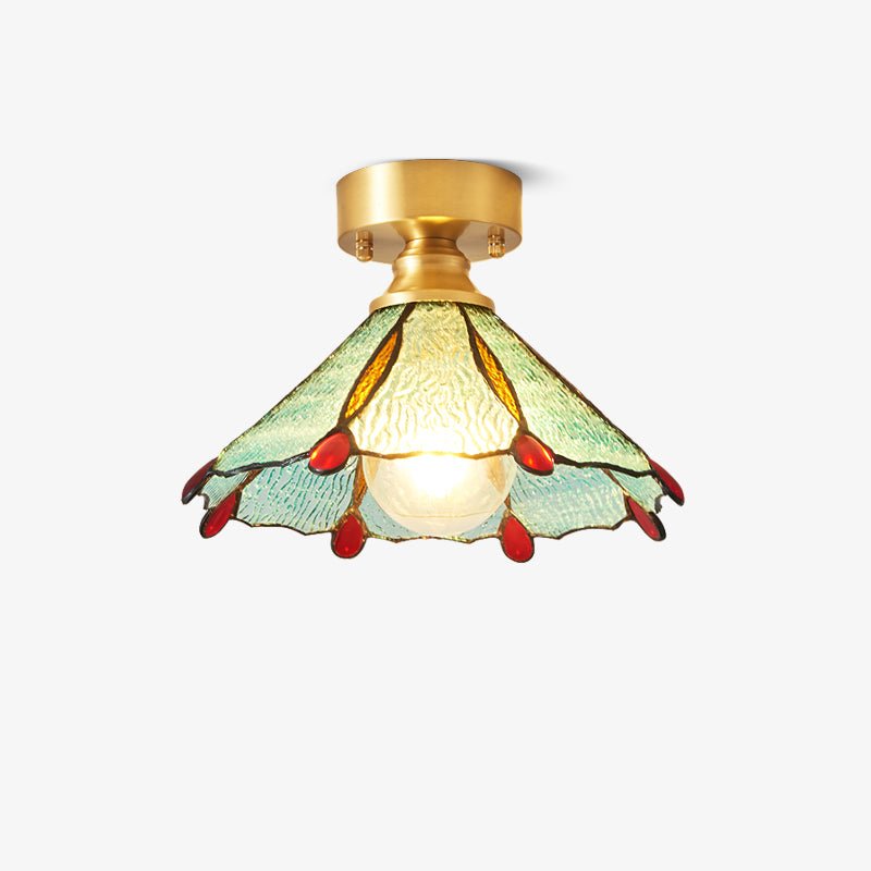 Revely plafoniera vintage floreale in vetro colorato