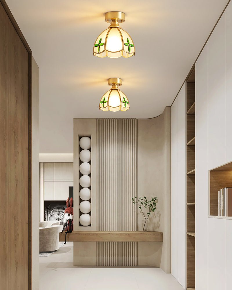 Revely plafoniera vintage floreale in vetro colorato