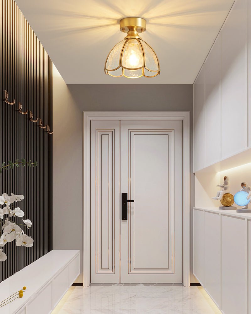 Revely plafoniera vintage floreale in vetro colorato