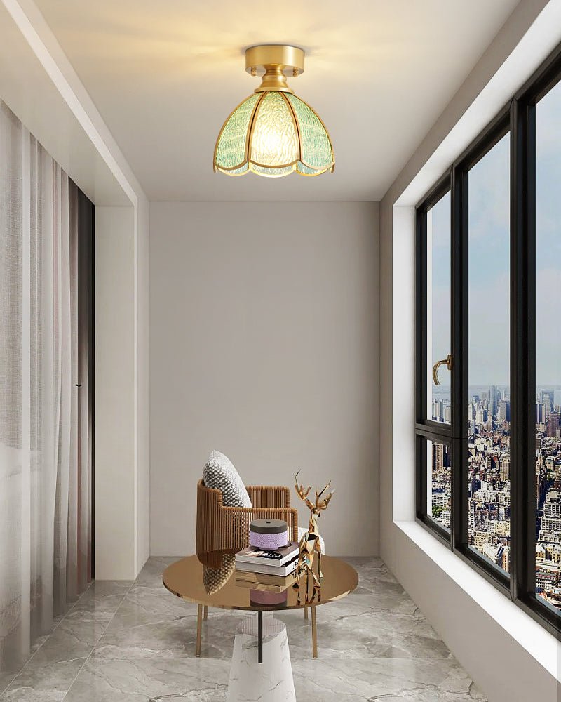 Revely plafoniera vintage floreale in vetro colorato