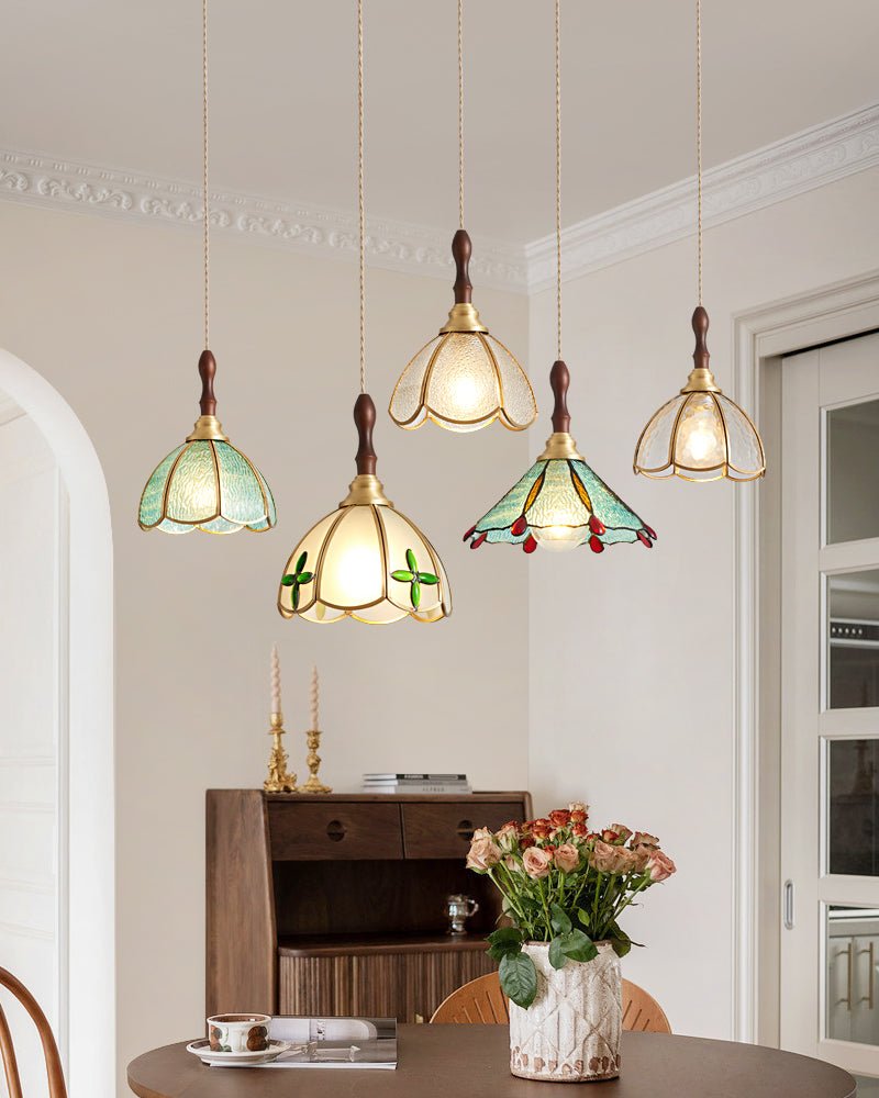 Floraner lampada a sospensione in ottone e vetro