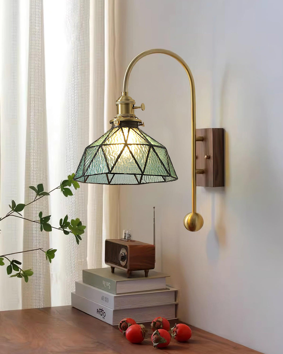 Vorelle lampada da parete vintage Stained Glass