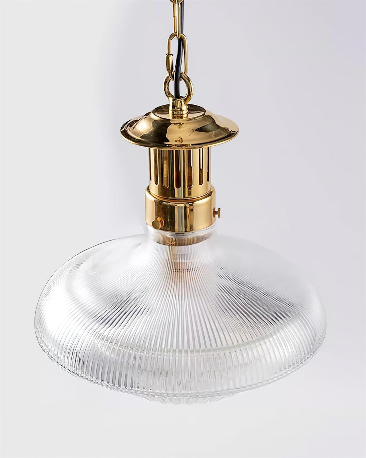 Norvela lampada a sospensione vetro Chiaro Striature ottone vintage