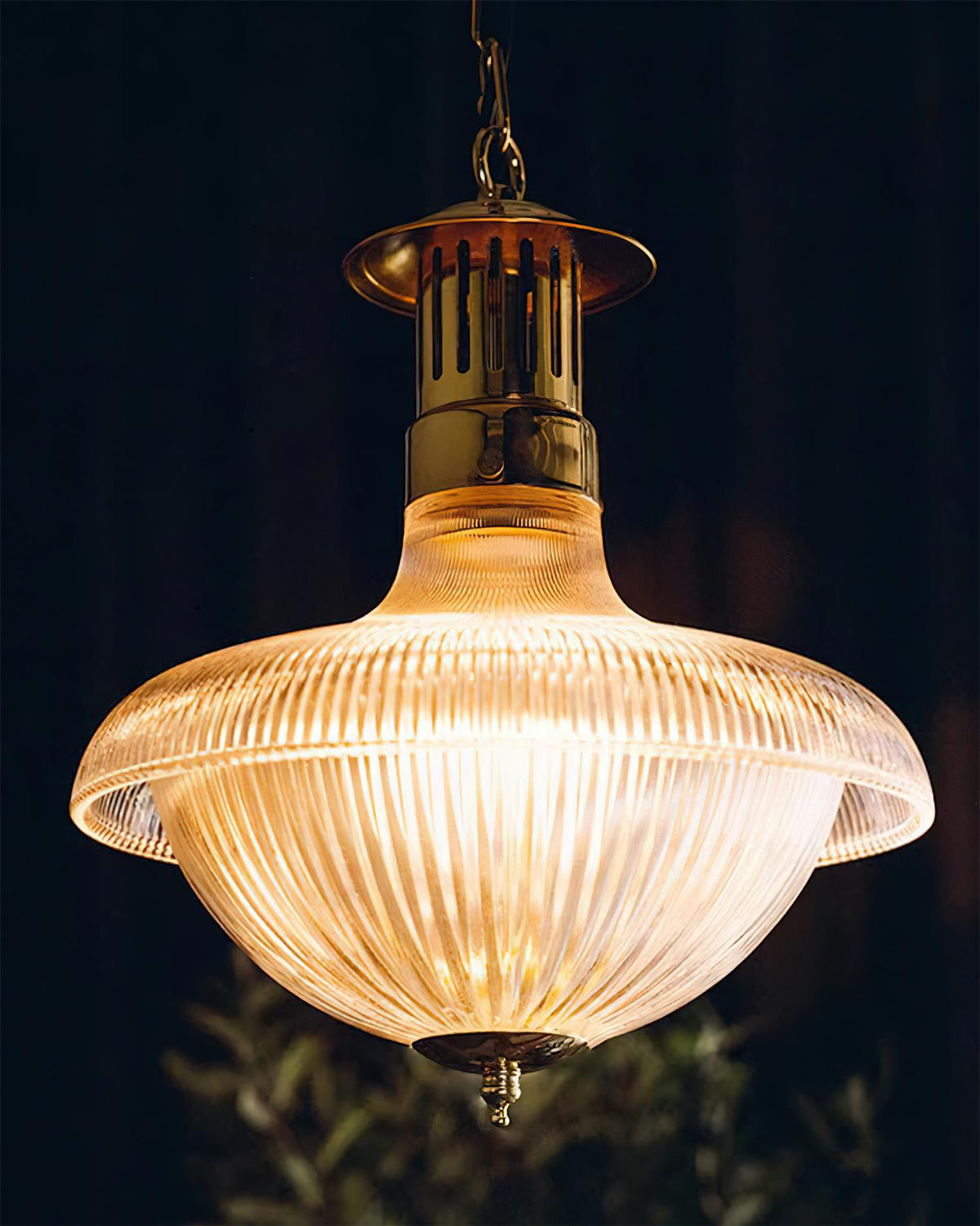 Norvela lampada a sospensione vetro Chiaro Striature ottone vintage