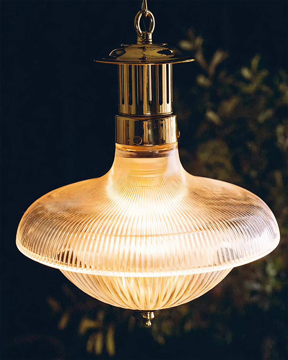 Norvela lampada a sospensione vetro Chiaro Striature ottone vintage