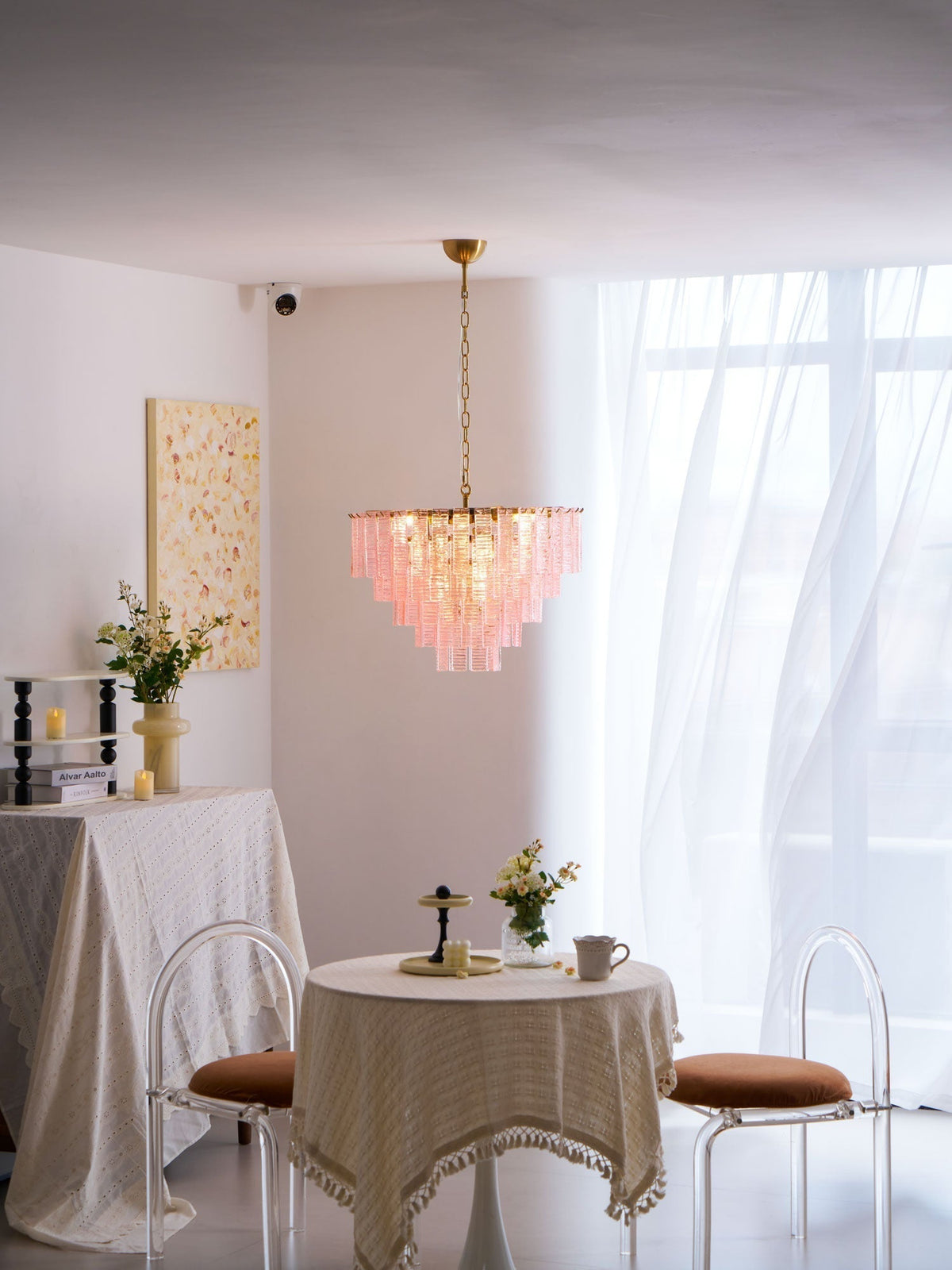 Lioririan lampadario vetro Murano Rosa Stratificato vintage lusso