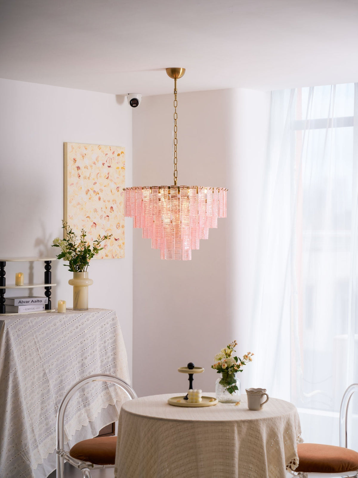Lioririan lampadario vetro Murano Rosa Stratificato vintage lusso