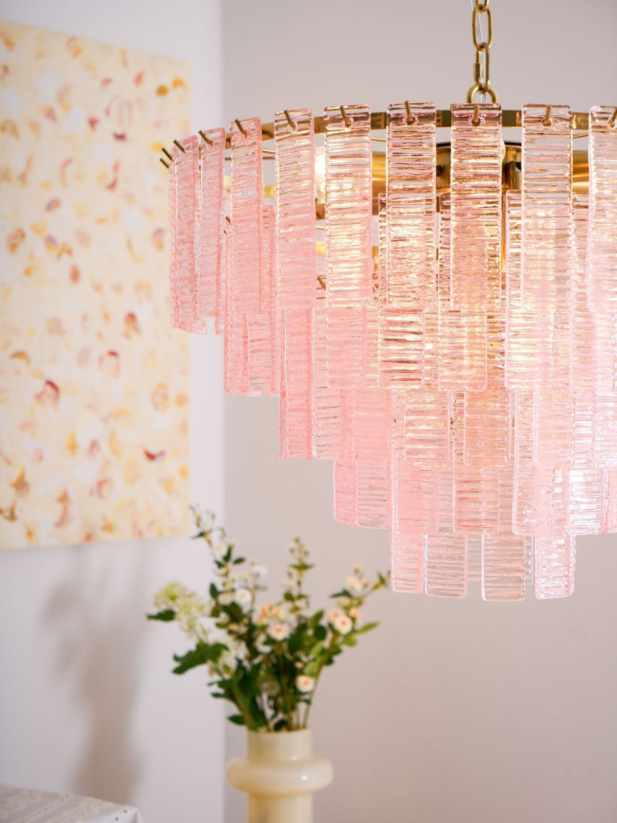 Lioririan lampadario vetro Murano Rosa Stratificato vintage lusso