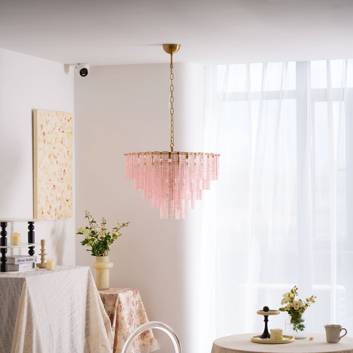 Lioririan lampadario vetro Murano Rosa Stratificato vintage lusso