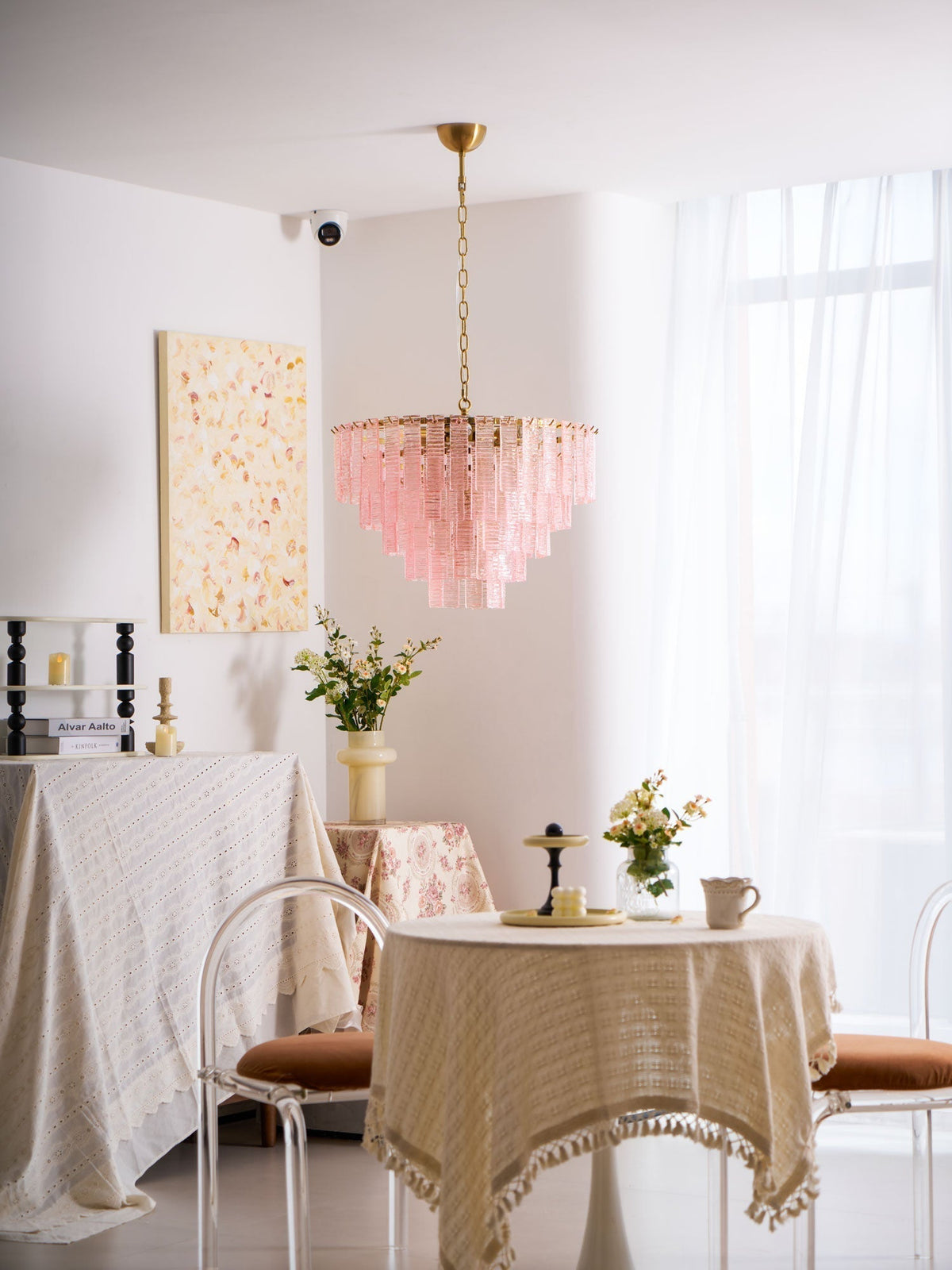 Lioririan lampadario vetro Murano Rosa Stratificato vintage lusso