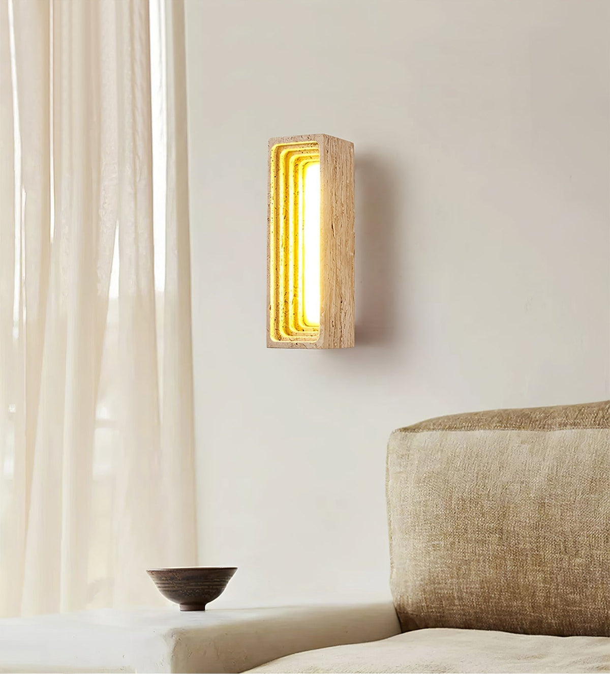 Atheila lampada da parete in travertino Giallo