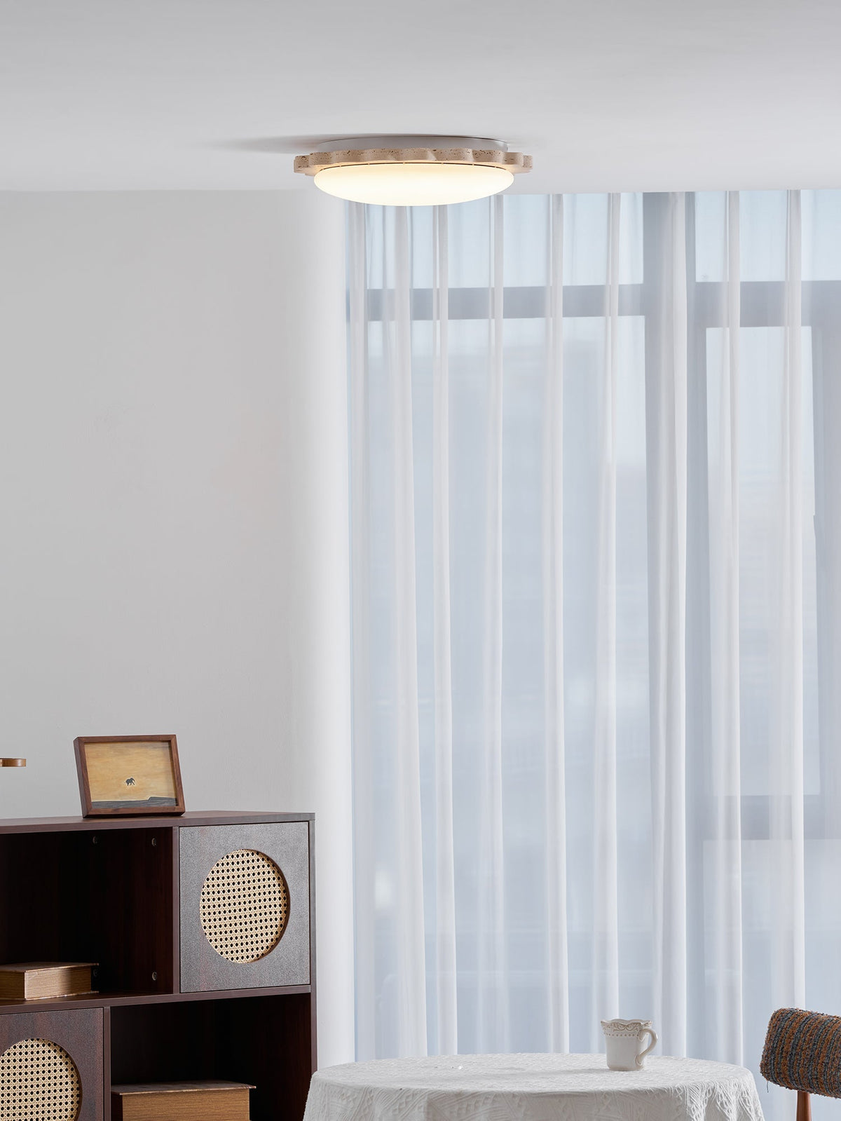 Crestwood lampada da soffitto in travertino giallo con bordo a festone