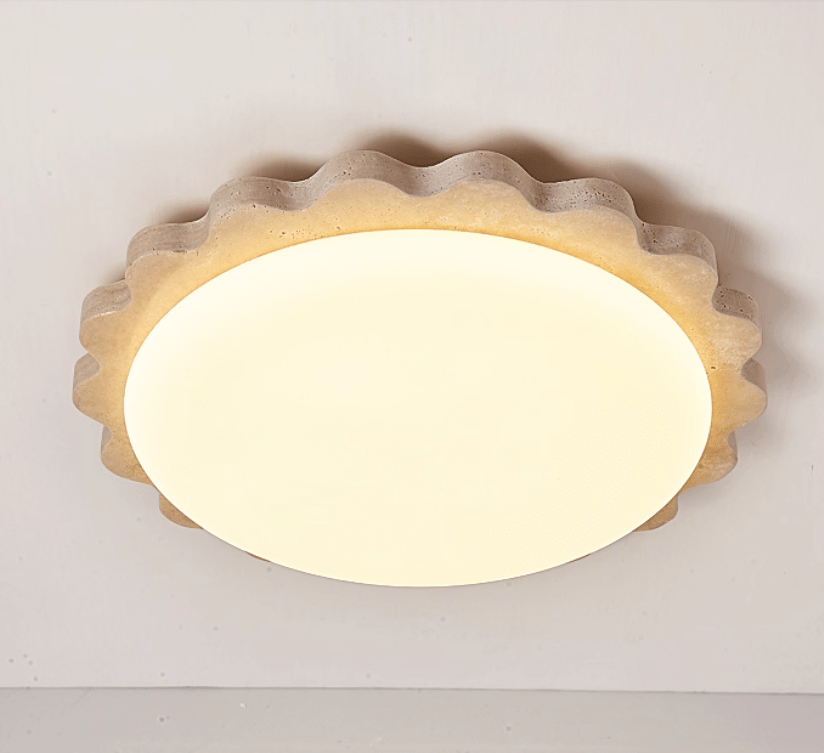 Crestwood lampada da soffitto in travertino giallo con bordo a festone