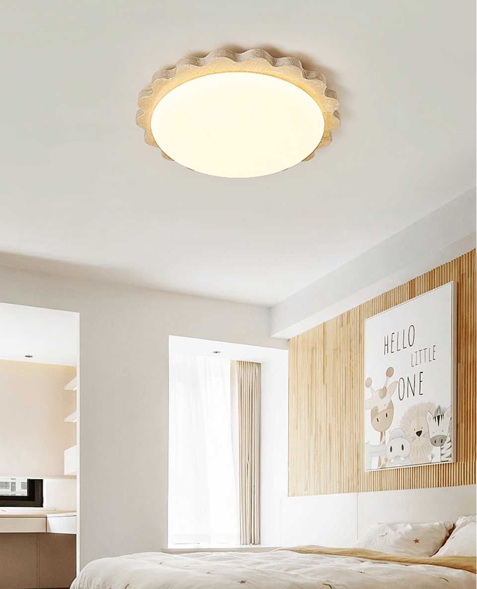 Crestwood lampada da soffitto in travertino giallo con bordo a festone