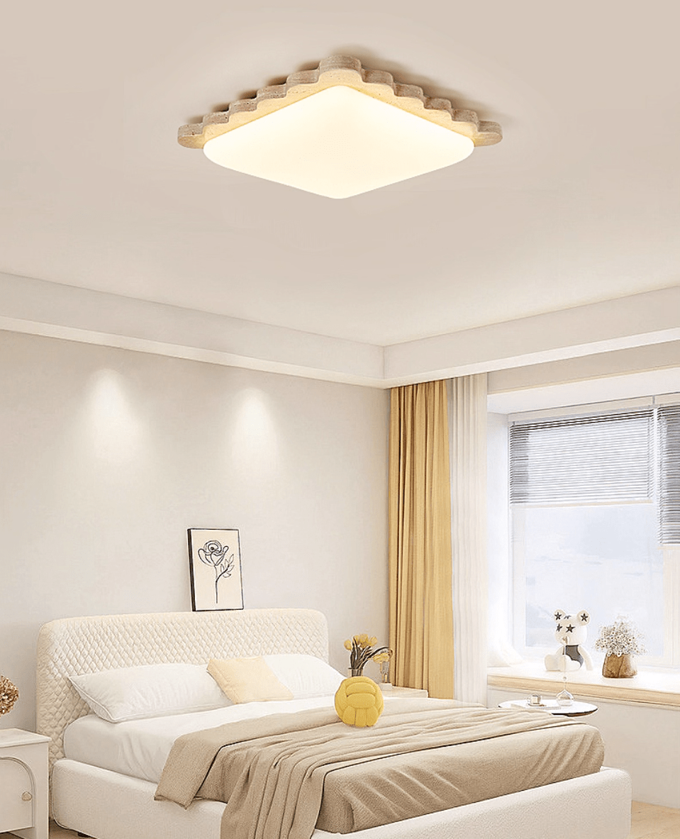 Crestwood lampada da soffitto in travertino giallo con bordo a festone