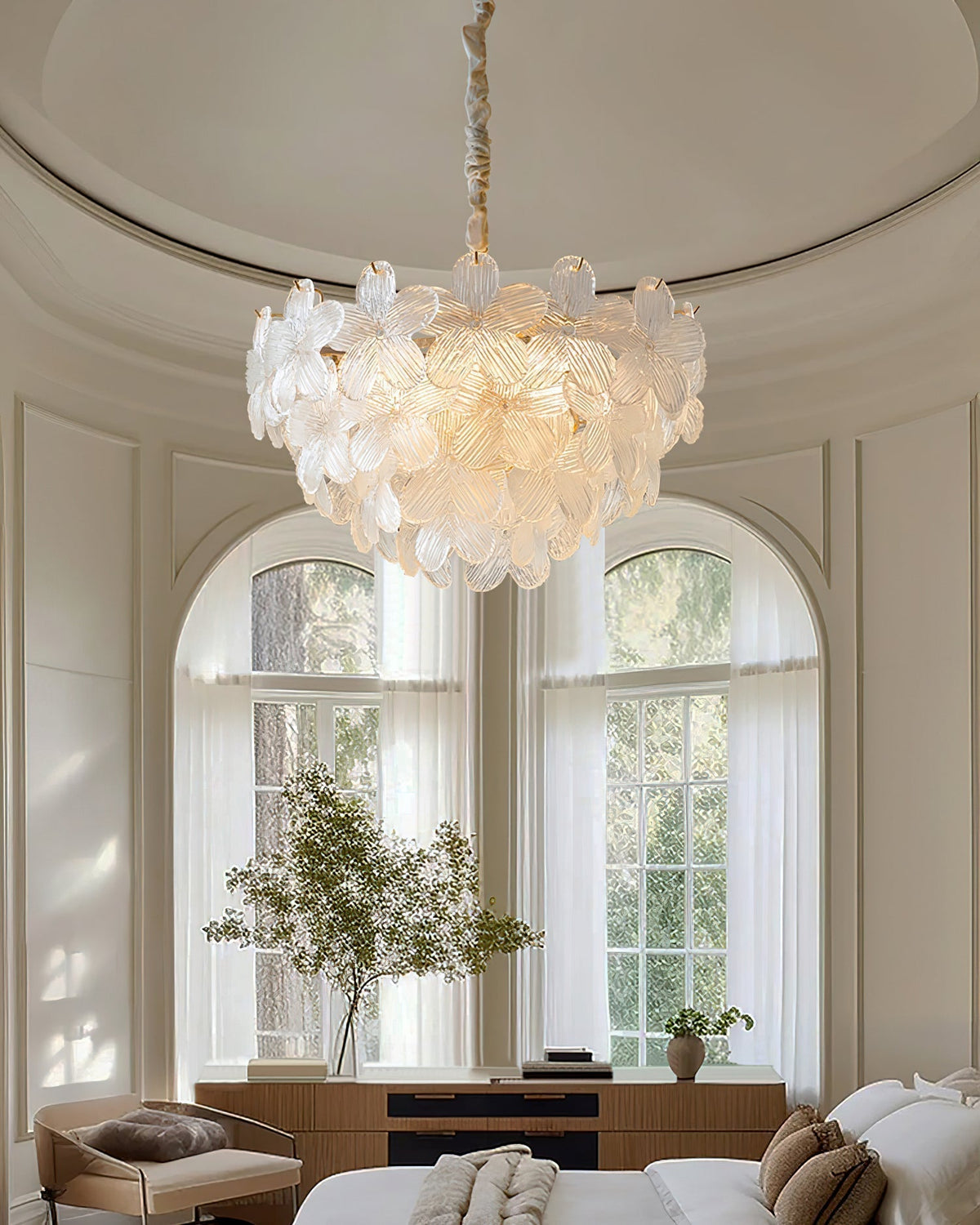 Cavine lampadario in vetro Rosa a Forma di fiore