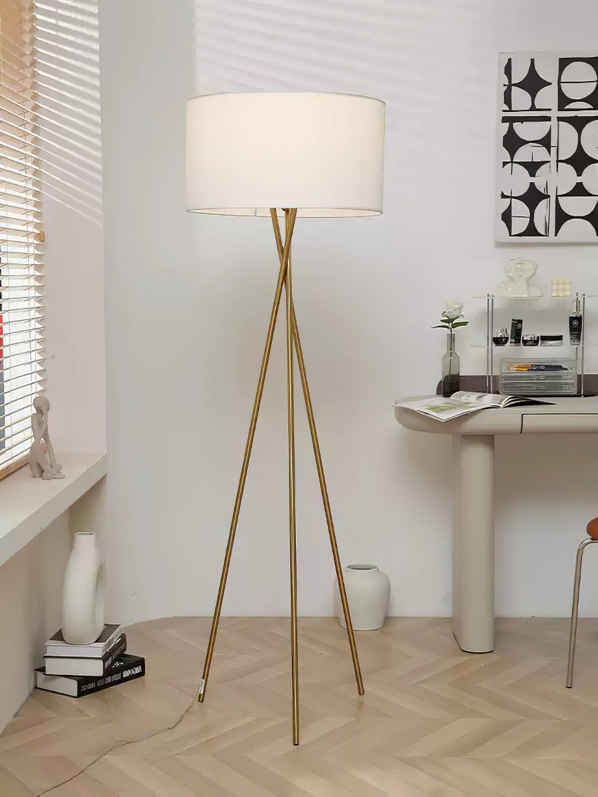 Zander lampada da terra minimalista in tessuto