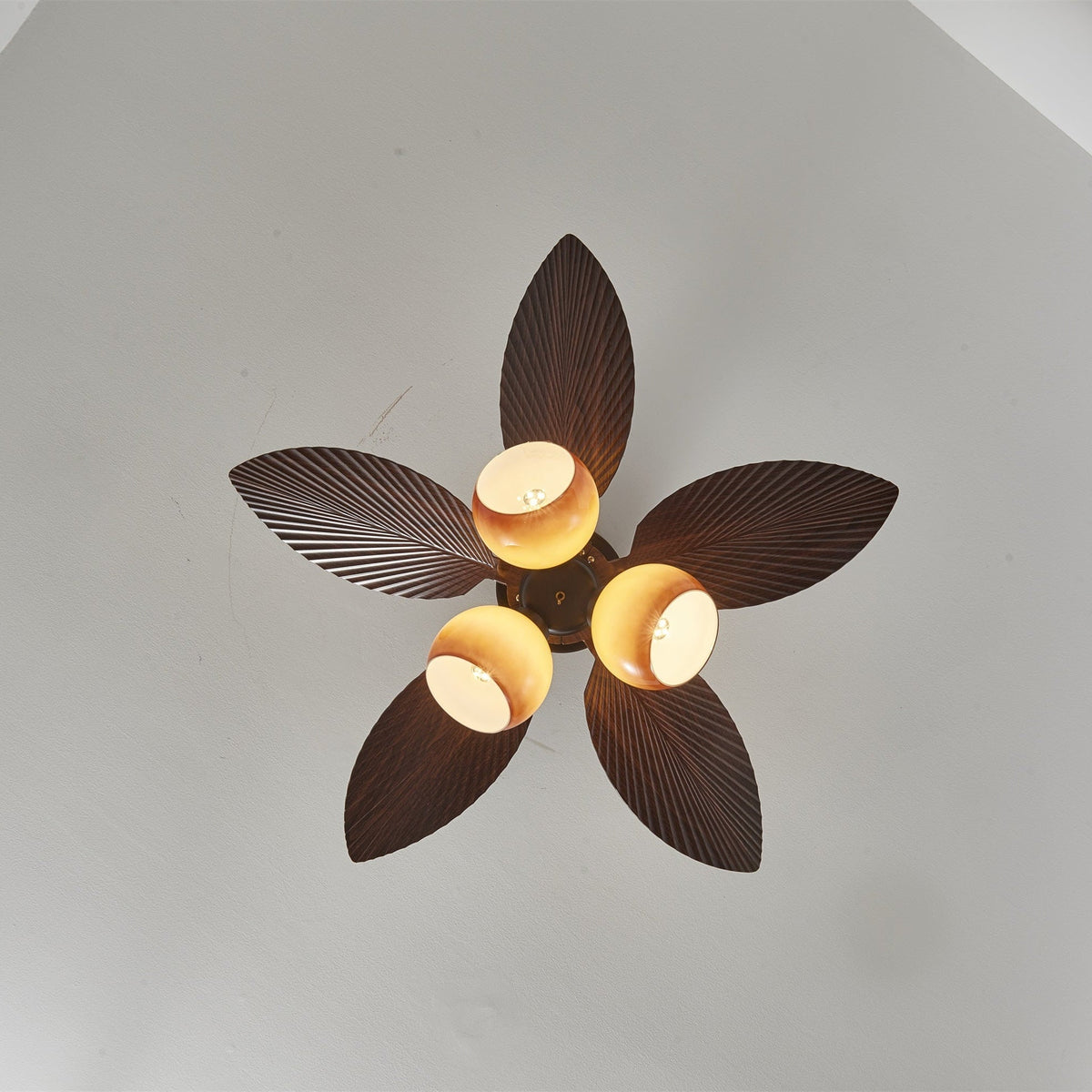 Rinaleria Ventilatore da soffitto con luce in legno vintage