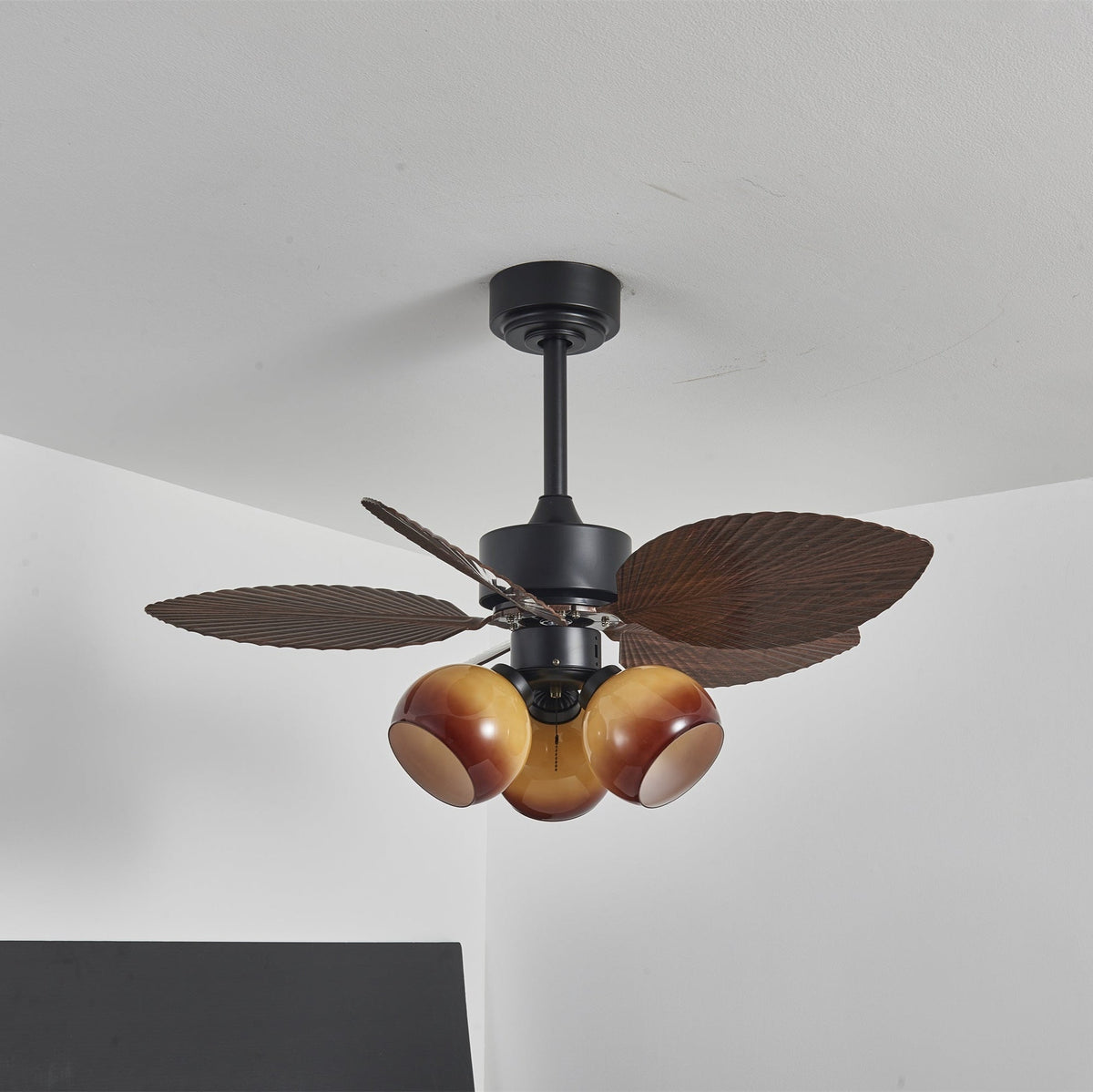 Rinaleria Ventilatore da soffitto con luce in legno vintage