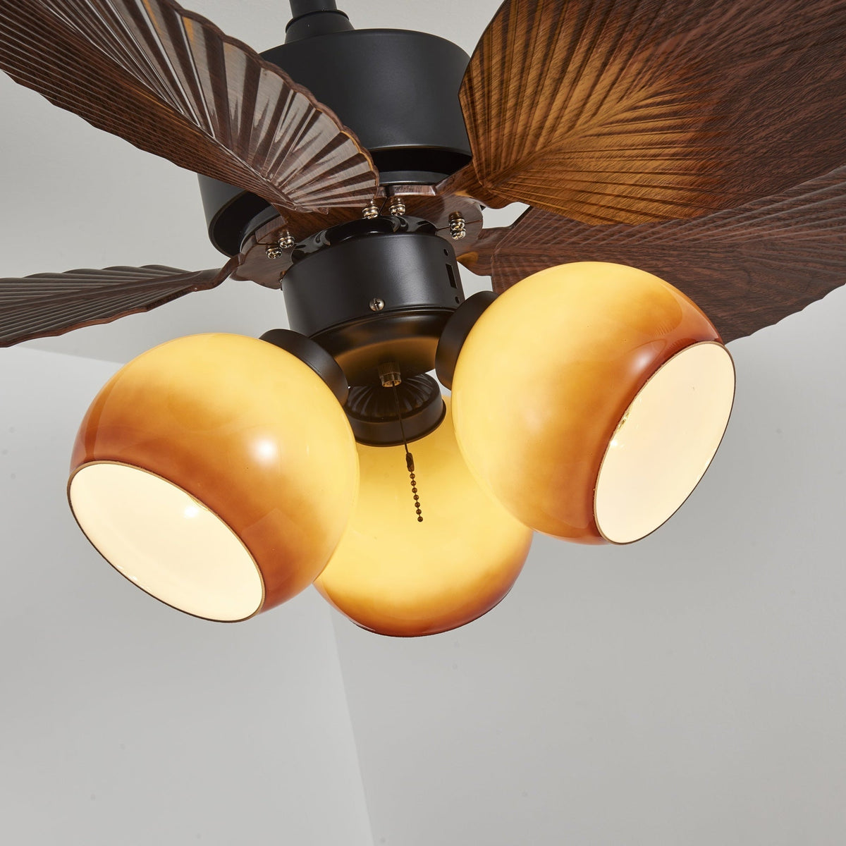 Rinaleria Ventilatore da soffitto con luce in legno vintage