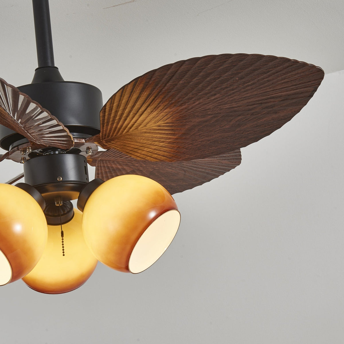Rinaleria Ventilatore da soffitto con luce in legno vintage