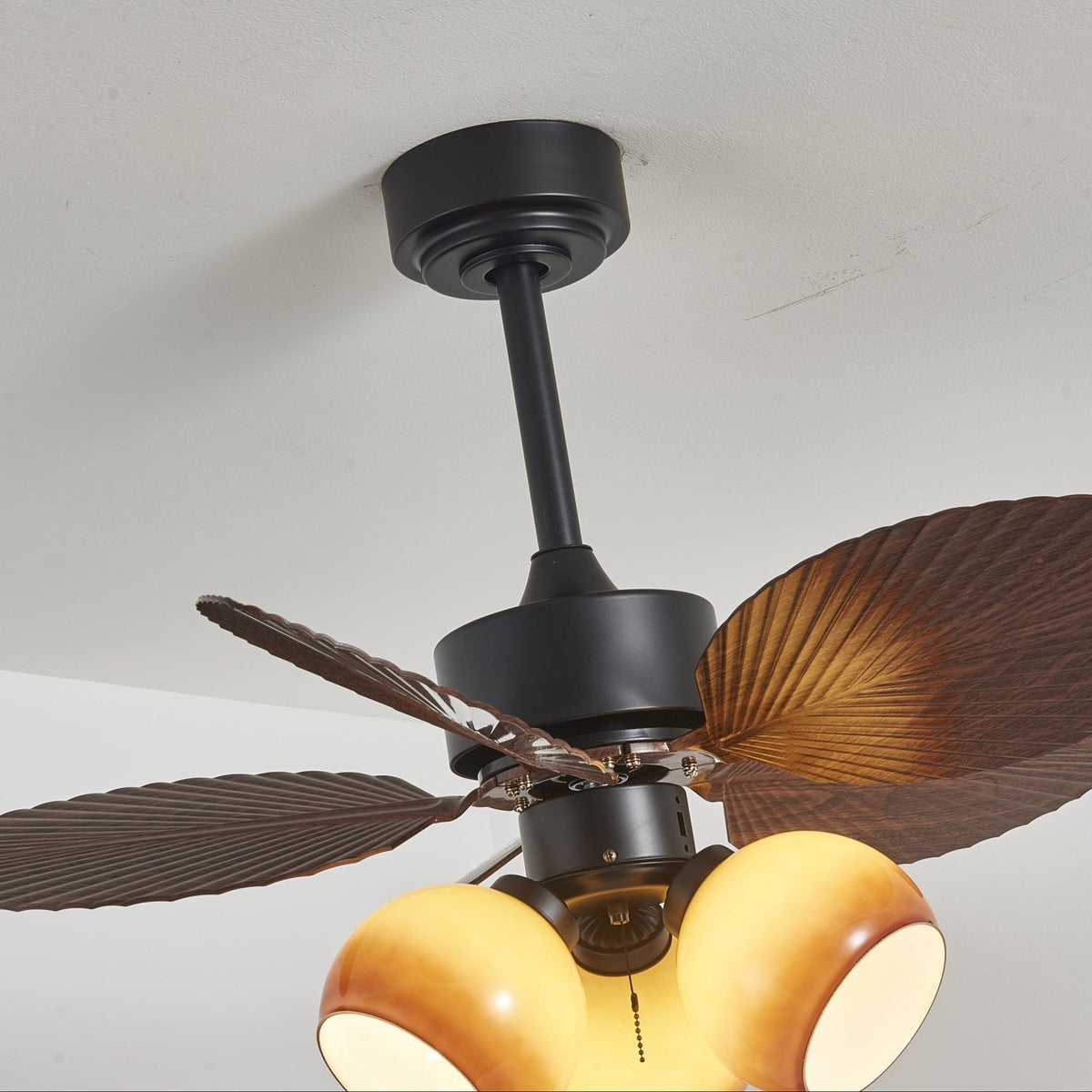 Rinaleria Ventilatore da soffitto con luce in legno vintage