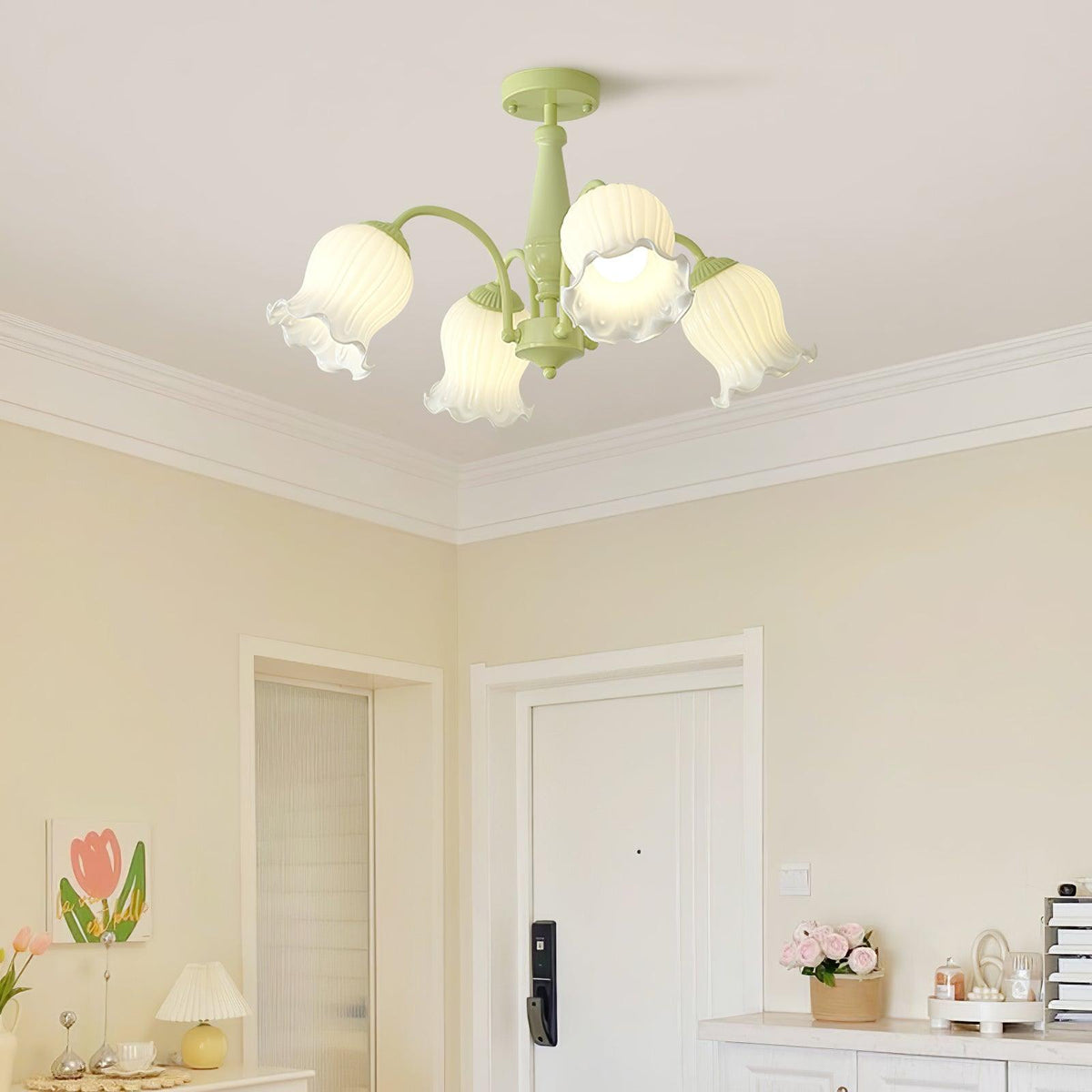 Ibis Trumpet lampadario petali di vetro Floreali Pastello