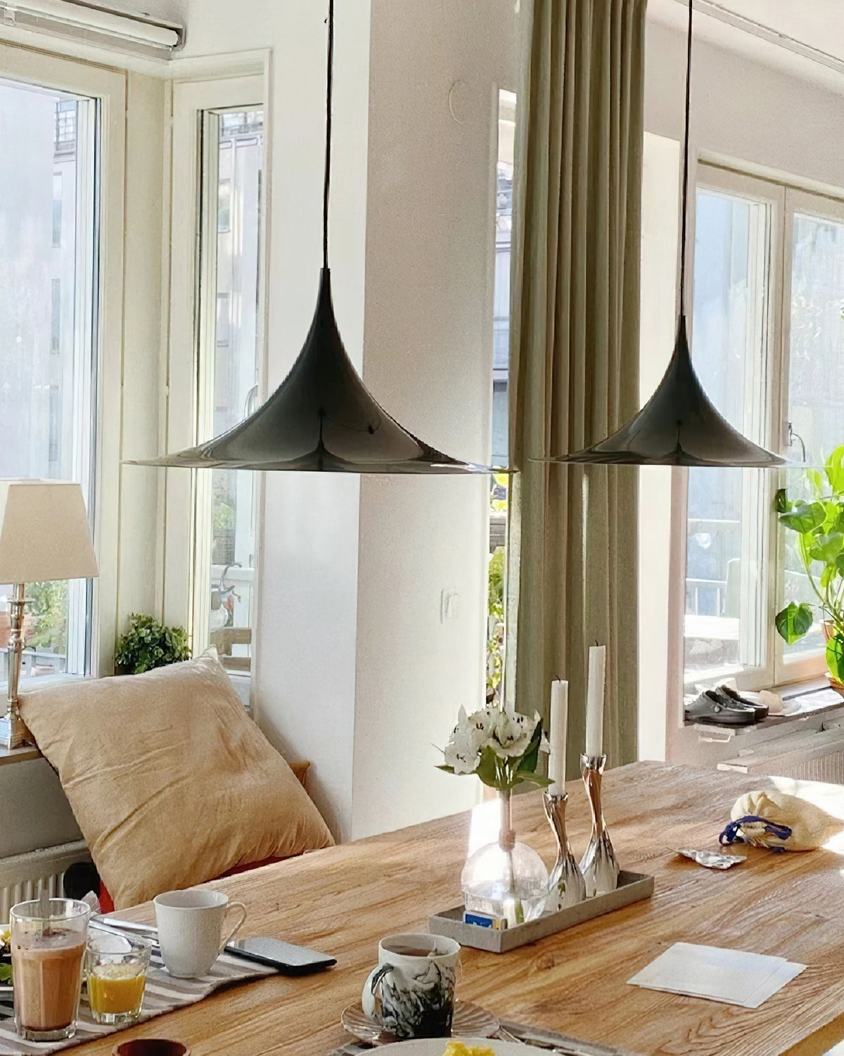 Viro lampada a sospensione Collo Sottile e Diffusore Ampio per sala da pranzo contemporanea