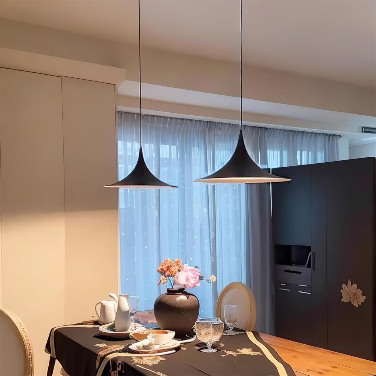 Viro lampada a sospensione Collo Sottile e Diffusore Ampio per sala da pranzo contemporanea