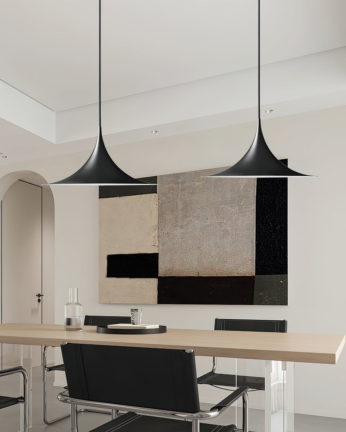 Viro lampada a sospensione Collo Sottile e Diffusore Ampio per sala da pranzo contemporanea