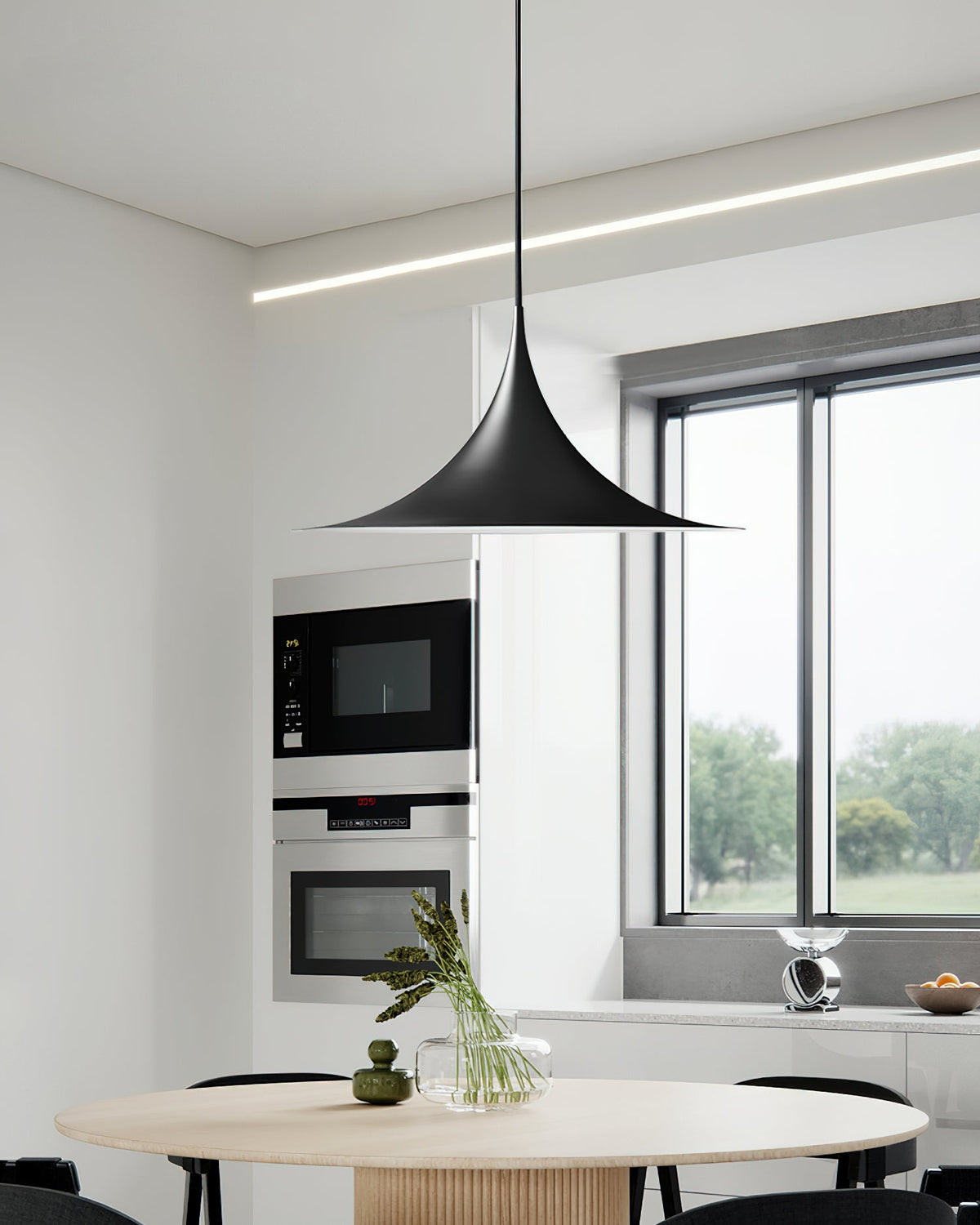 Viro lampada a sospensione Collo Sottile e Diffusore Ampio per sala da pranzo contemporanea