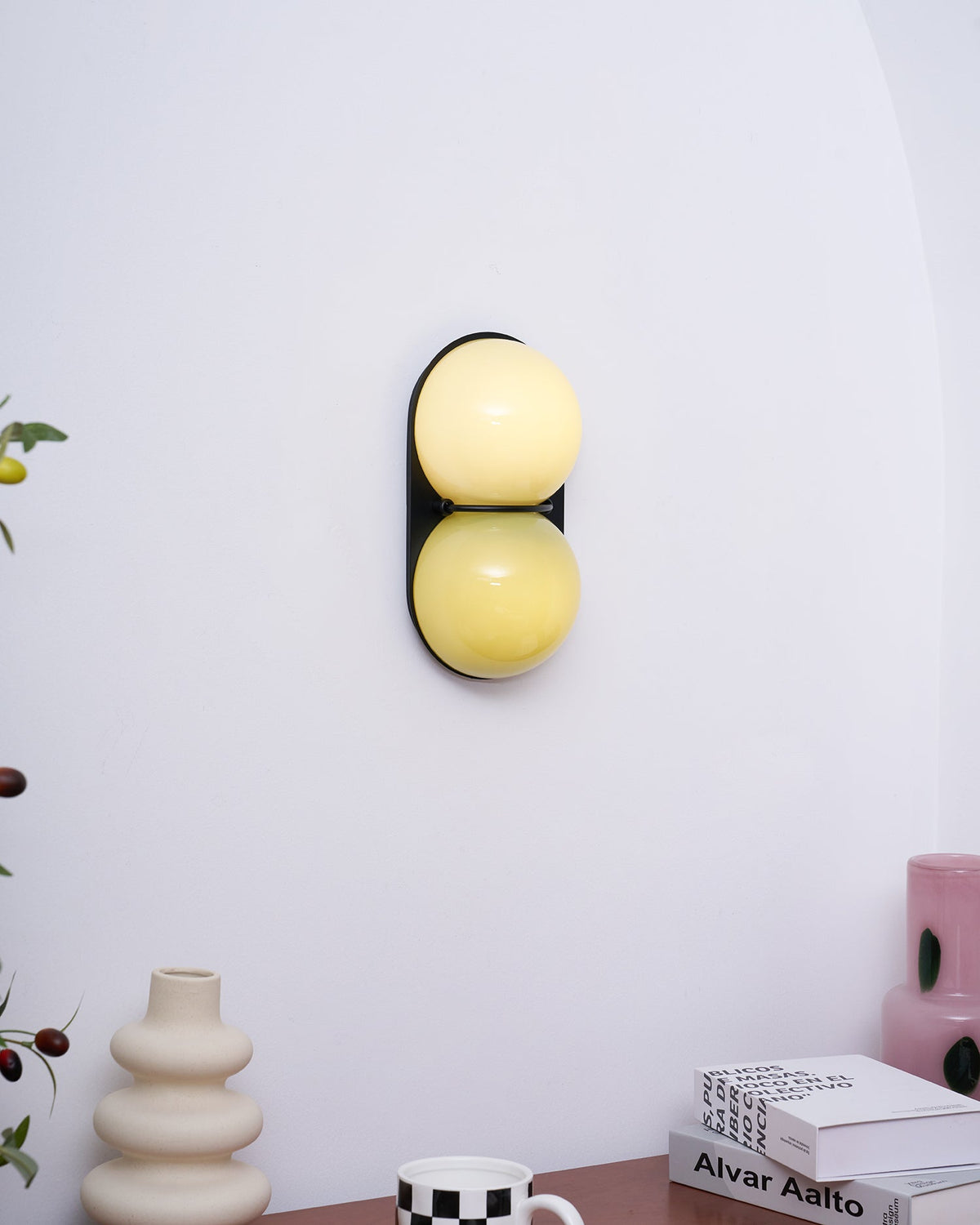 Two globo vetro lampada da parete